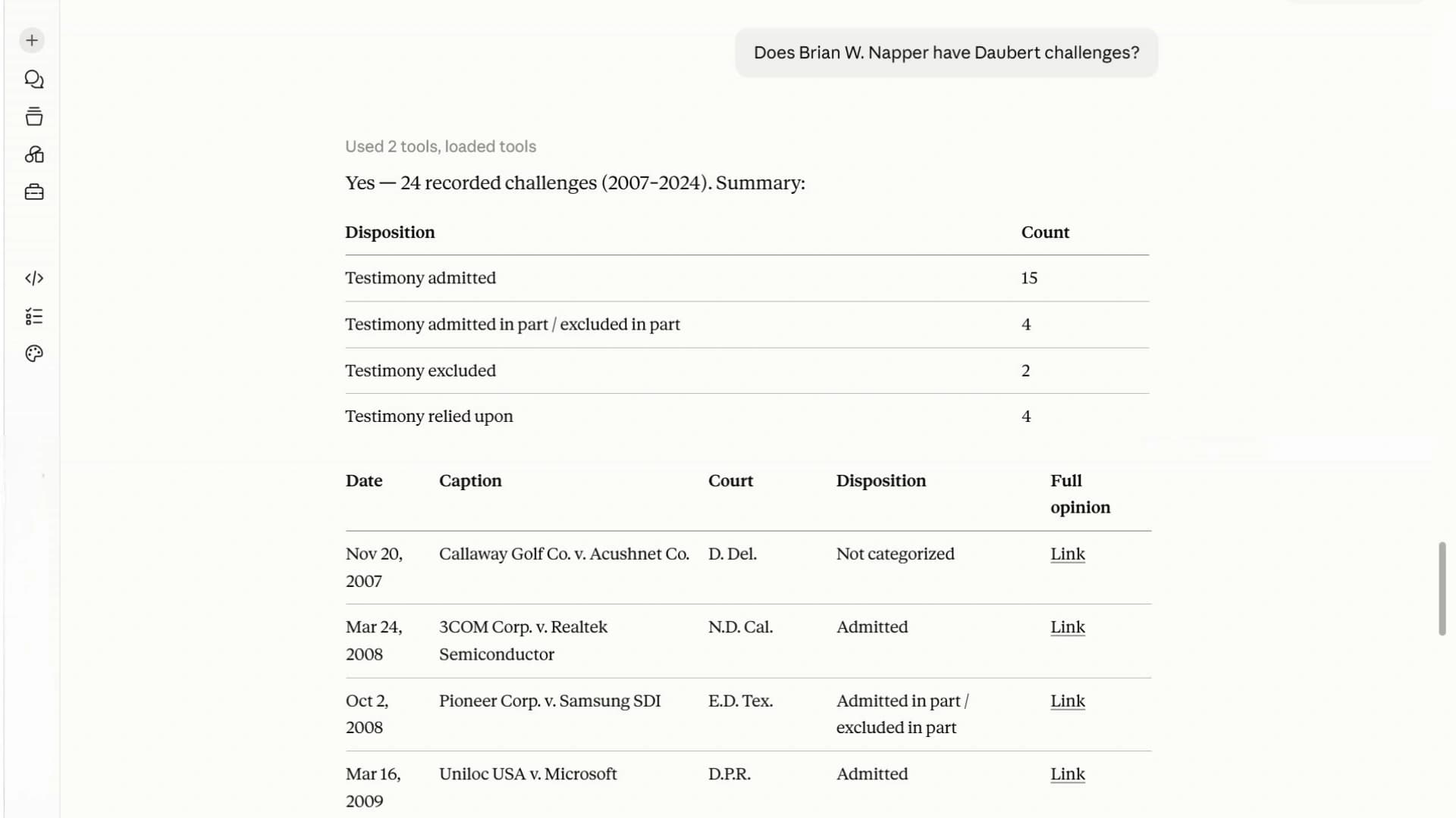 CI MCP Server surfacing Daubert challenge data inside an AI assistant
